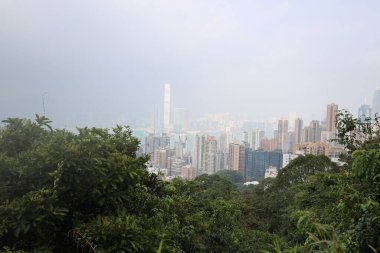 30 Ekim 2020 'de Lugard Yolu' ndan Victoria Limanı ve gökdelenlerin hava görüntüsü.