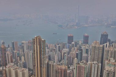 30 Ekim 2020 Hong Kong şehri, Victoria tepesinden manzara.