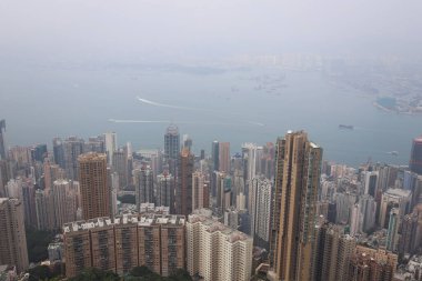 30 Ekim 2020 Hong Kong şehri, Victoria tepesinden manzara.