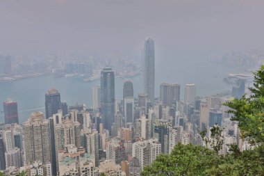 30 Ekim 2020 Hong Kong şehri, Victoria tepesinden manzara.