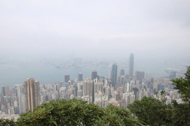 30 Ekim 2020 Hong Kong şehri, Victoria tepesinden manzara.