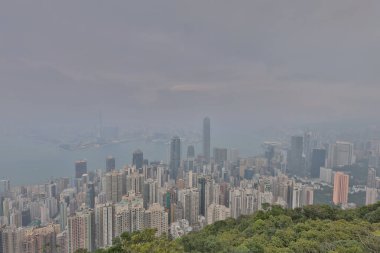 30 Ekim 2020 Hong Kong şehri, Victoria tepesinden manzara.