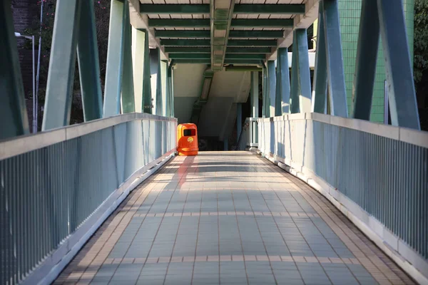 Νοε 2020 Long Metal Γέφυρα Στην Ανατολή Του Ηλίου Στο — Φωτογραφία Αρχείου