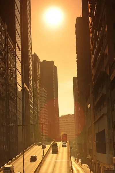 Nov 2020 När Solen Sätter Längs Wong Chuk Hang Road — Stockfoto