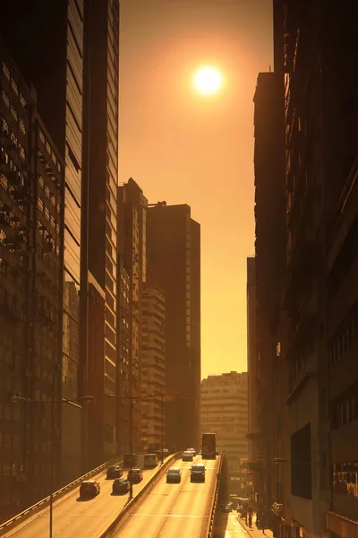 Nov 2020 Cuando Sol Pone Largo Wong Chuk Hang Road — Foto de Stock