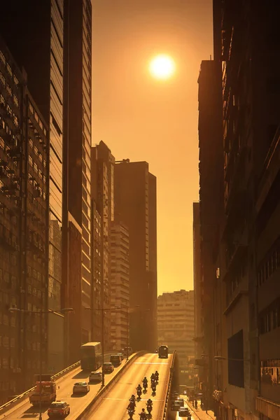 Lis 2020 Sun Ssets Wong Chuk Hang Road — Stock fotografie