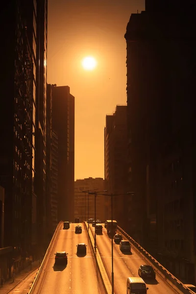 Sun Sets Wong Chuk Road Nov 2020 — стоковое фото