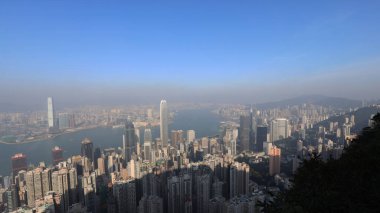 26 Kasım 2020 Hong Kong. Hong Kong 'da Victoria Tepesi' nden Skyline..