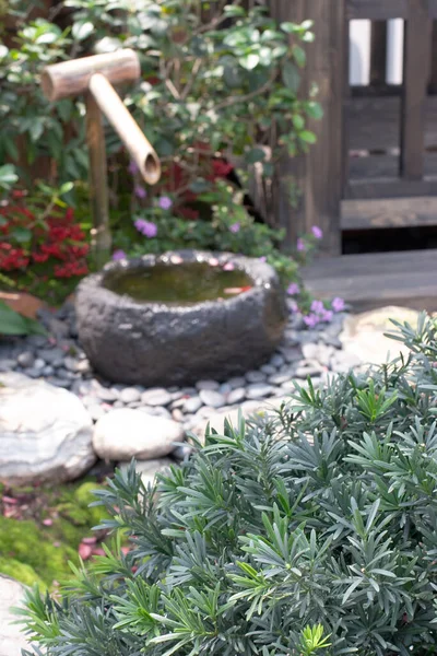 Una Linterna Japonesa Jardín Con Flores — Foto de Stock