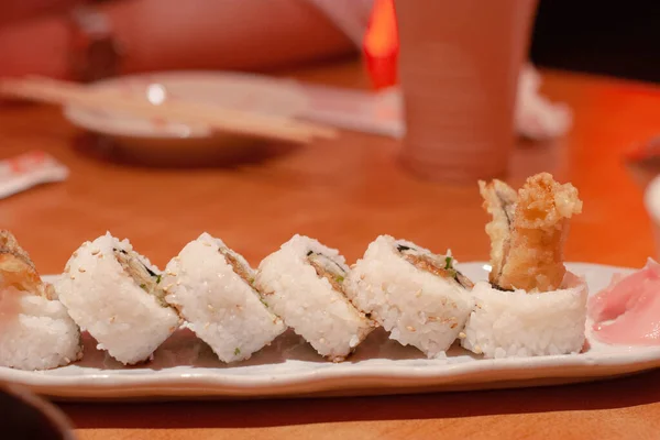Sushi Comida Tradicional Japonesa Banner Comida — Foto de Stock
