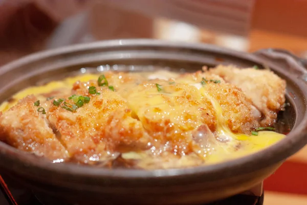 Japanese Fried Pork Served Egg — Stock Photo, Image