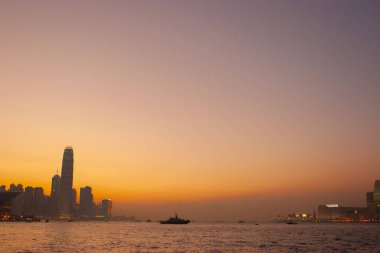 Sunrise day to night shot over Victoria Harbor 30 Jan 2006