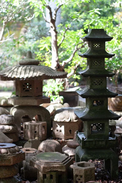 Japanese Stone Lantern Zen Garden Nature Background — Stockfoto