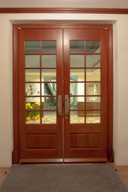 a View of a modern living room door, stitched - original size
