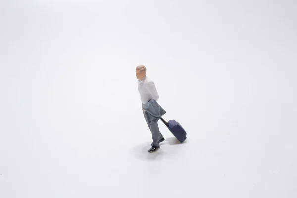 Conceito Viagem Viagem Negócios Close Empresário Figura Miniatura — Fotografia de Stock