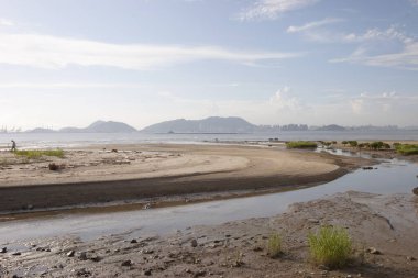 1 Temmuz 2006 Pak Nai Hong Kong 'da güzel bir sahil ve deniz batımı.