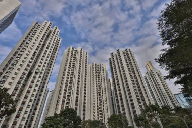 18 Aralık 2020 Taikoo Shing, Hong Kong 'da yüksek binalar.