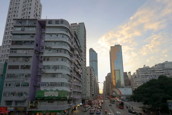 Dec 2020 Solnedgången Argyle Street Mong Kok — Stockfoto