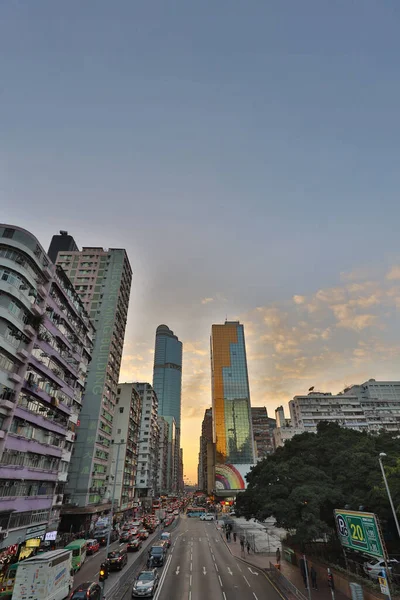 Dec 2020 Zonsondergang Argyle Street Mong Kok — Stockfoto