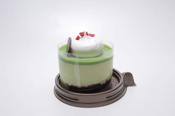 Matcha Zielona Herbata Ciasto Izolowane Białym Tle — Zdjęcie stockowe