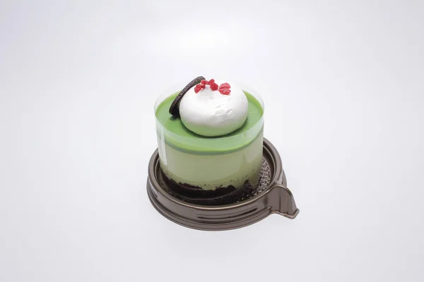 Matcha Zielona Herbata Ciasto Izolowane Białym Tle — Zdjęcie stockowe