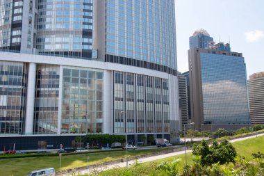 31 Ağustos 2006 Orta Hong Kong 'daki modern ofis binaları.