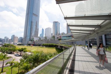 31 Aug 2006 Modern pedestrian walkway in midtown of Hong Kong city