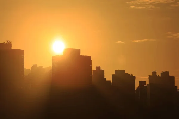 Dezembro 2020 Pôr Sol Sheung Wan Hong Kong — Fotografia de Stock