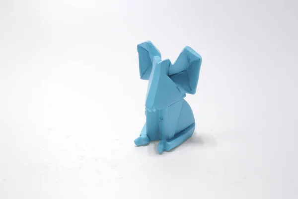 Origami Mouse Out Blue Paper Isolated White — Stock Photo, Image