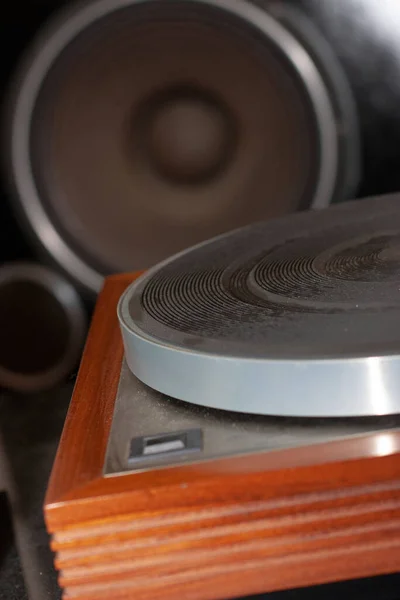 Tourne Disque Vintage Avec Disque Vinyle — Photo