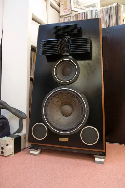System Hifi Gramofonem Wzmacniaczem Głośnikami Studiu — Zdjęcie stockowe