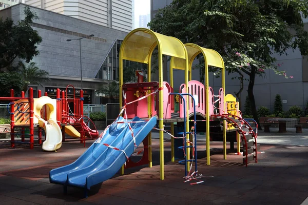 Fev 2021 Parque Infantil Fechado Devido Doença Coronavírus Covid — Fotografia de Stock