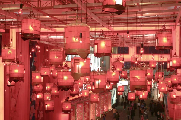 Jan 2005 Lanterna Vermelha Chinesa Noite Ocean Terminal — Fotografia de Stock