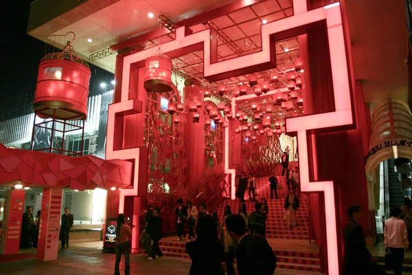 Jan 2005 Chinese Red Lantern Night Ocean Terminal — ストック写真
