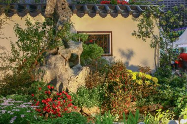 Asya bahçesinde bahar çiçekleri