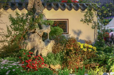 Asya bahçesinde bahar çiçekleri