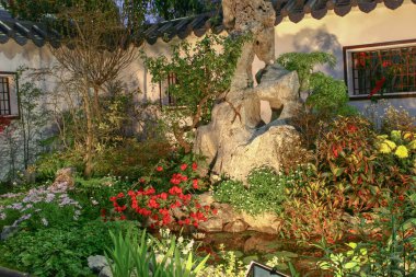 Asya bahçesinde bahar çiçekleri