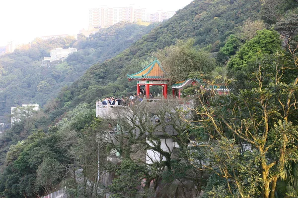 Marzo 2005 Cubierta Observación Con Pagoda Ornamentada Pico Victoria Hong —  Fotos de Stock