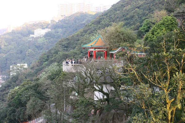 Marzo 2005 Ponte Osservazione Con Pagoda Ornata Sul Victoria Peak — Foto Stock