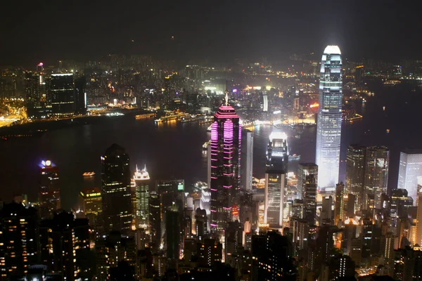 Mars 2005 Hongkong Natten Från Victoria Peak — Stockfoto