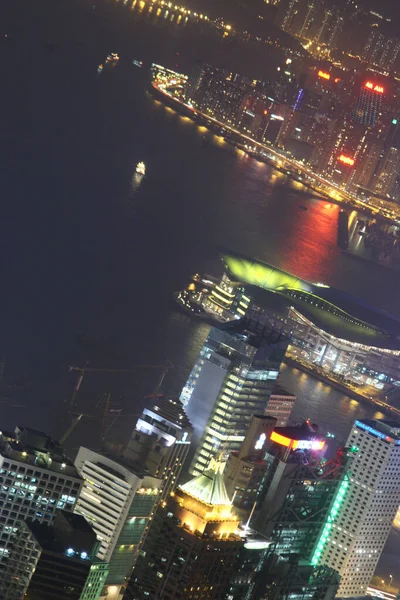 Hong Kong Night Skyline Victoria Harbor Março 2005 — Fotografia de Stock