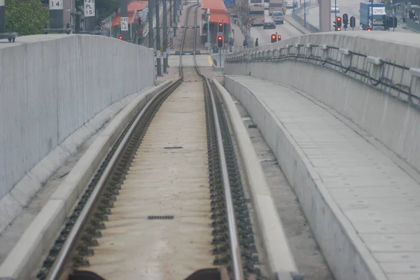 Março 2005 Trilhos Ferroviários Viaduto Hong Kong — Fotografia de Stock