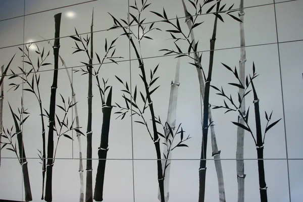 Bambusové Stonky Vzor Povrchu Dlaždic — Stock fotografie
