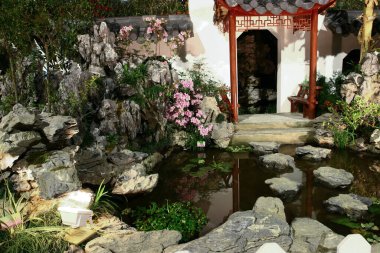 Asya bahçesinde bahar çiçekleri