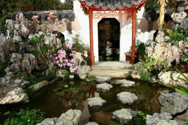 Asya bahçesinde bahar çiçekleri