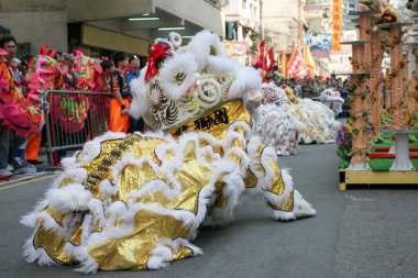 20 Mart 2005 Tai Kok Tsui Tapınağında aslan dansı