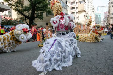 20 Mart 2005 Tai Kok Tsui Tapınağında aslan dansı