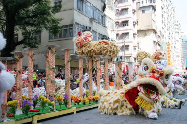 20 Mart 2005 Tai Kok Tsui Tapınağında aslan dansı