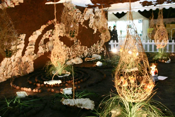 Wyświetlacz Ikebana Wystawie Kwiatów Hongkong Mrach 2005 — Zdjęcie stockowe