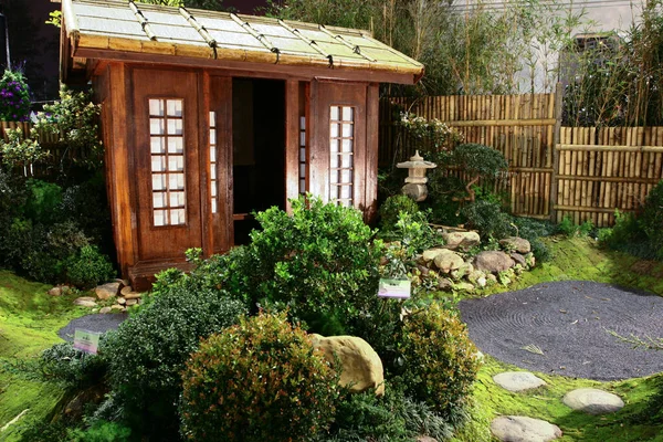 Den Zen Japanska Trädgården Japansk Stil Trädgård — Stockfoto